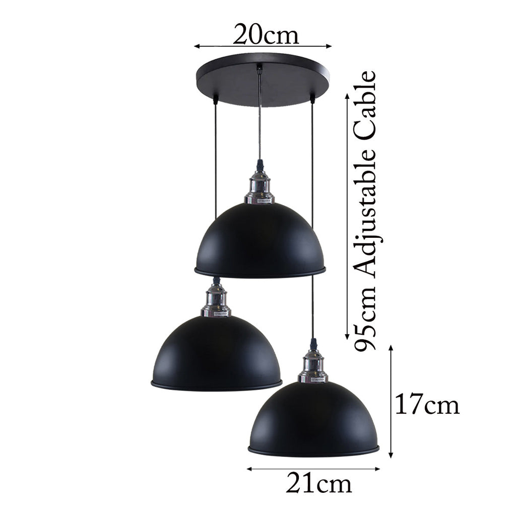 Black 3 Head Vintage Adjustable Hanging Ceiling Pendant Light E27~1597-1