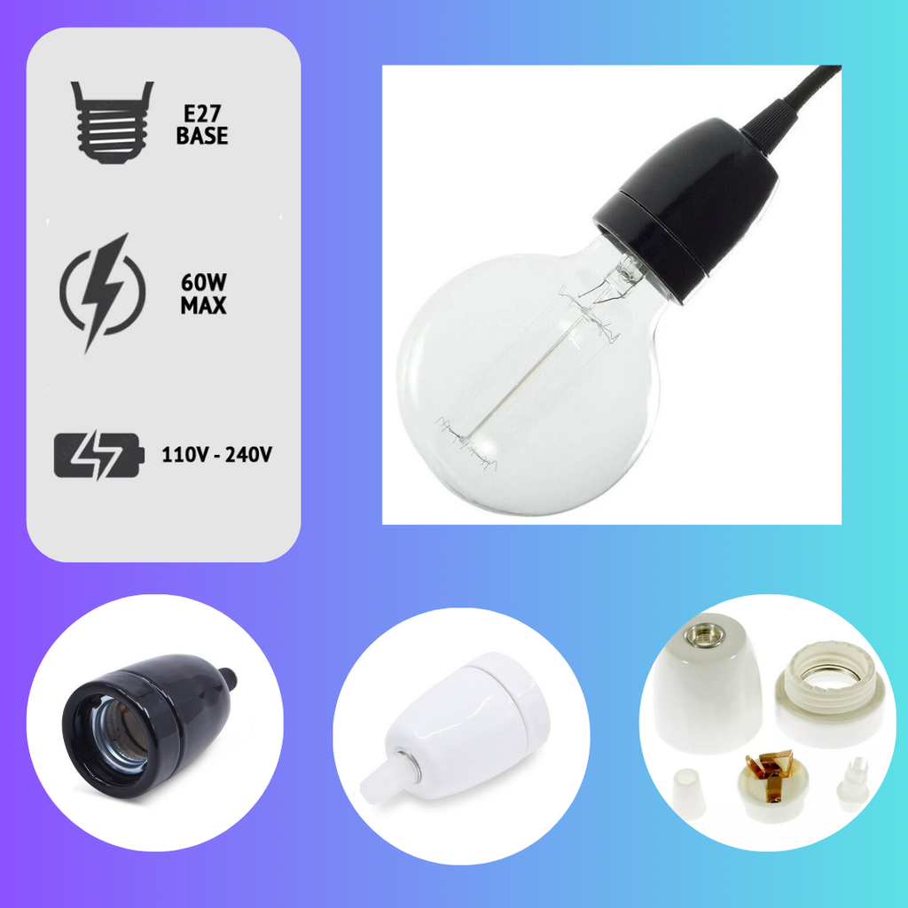 Screw E27 Light Bulb Lamp Holder Base Pendant Socket UK~3413-1