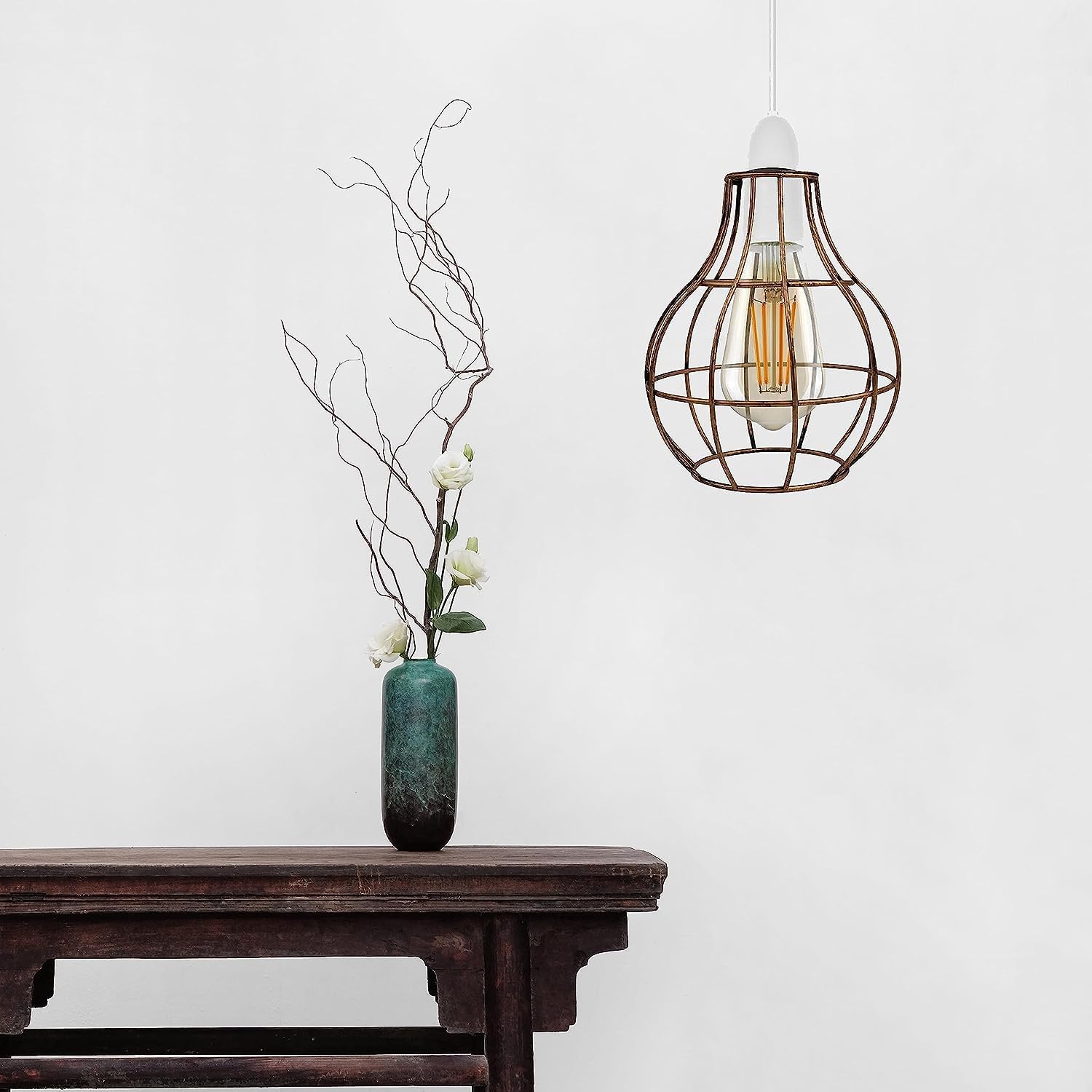 Wire Cage Brushed Copper Vintage Ceiling Light ~2847-0